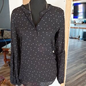 LOFT Black and White Polka Dot Blouse